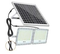 CUDTAPI Lampada da Proiettore A LED for Esterni A Luce Solare A 2 Teste, Telecomando Impermeabile, for Faretti da Giardino, da Parete, da Strada, for Paesaggi Solari(510LED Aluminum)
