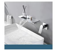 CUDTAPI Rubinetto del Bagno Black Bathroom Waterfall Basin Miscelatore Rubinetto a Leva Singola montata a Parete Tappeto for lavabo con tappeti da Bagno in Oro Spazzolato Miscelatore da Bagno Tap(C)