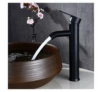 CUDTAPI Rubinetto del Bagno Luxury Bathroom Rubinetto Black Single Maniglia Hot Cold Switch Water Mixer Taps Lavabo Bacino Bagno Bagno Mounted Rubinetto Rubinetto(Black Tall)