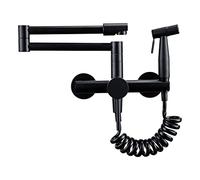 CUDTAPI Rubinetto del Bagno Miscelatore da Cucina Tappo con spruzzatore Hot And Freddo Stream Mount Pot Moller Rubinetto Rubinetto Tirare Fuori Due Foro all'Ingrosso Nero(9001MB)