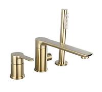 CUDTAPI Rubinetto del Bagno Rubinetto for Vasca Rubinetto for Vasca diffusore Miscelatore for lavabo Rubinetto for Vasca da Bagno in Ottone Spazzolato Oro/Nero con soffione a Mano(Black 4pcs)