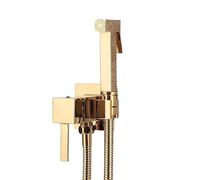CUDTAPI Rubinetto for Bidet Rubinetto for Doccia in Ottone, Miscelatore for Lavatrice Miscelatore for Acqua Calda Fredda Gru Doccia Quadrata Spruzzatore Rubinetti for WC(Gold Polish)