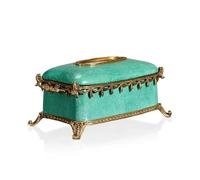 CUDVOLHTU Coperchio for scatola di fazzoletti in ceramica, con porta tovaglioli in porcellana di lusso color oro antico