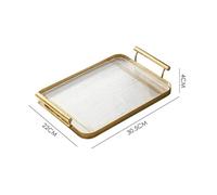 CUDVOLHTU Vassoio in acrilico in stile nordico, piatto da dessert creativo alla moda for il pomeriggio, vassoio da portata for il tè, piatto for dolci, uso domestico(Golden tray small size)