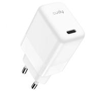CUDY CARICABATTERIE 25W USB-C ORIGINALE RICARICA RAPIDA COMPATTO BIANCO