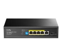 Cudy Switch Gigabit PoE+ non gestito a 6 porte, 1 SFP, GS1005PTS1 | 4 porte GbE 802.3af/at con Hi-PoE P1, 1 porta GbE upstream, 1 porta in fibra ottica, potenza massima di 120 W, p