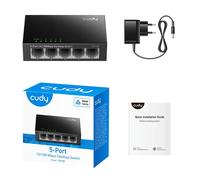 CUDY SWITCH DA RETE 5 PORTE FAST ETHERNET 10/100 MBPS | METAL NERO