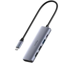 Cudy USB-C-HDMI e hub USB-A 3.0 a 3 porte Plug and Play, UH405 | Da Type-C a uscita video ed espansore Type-A, uscita video 1.4, 4K a 30 Hz, USB 3.0 a 5 Gbps, connessione , prof