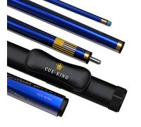 Cue-King Premier Stecca da Biliardo 58" 20 Once 2 Pezzi con Punta Premium da 10,5 mm rifinita in Blu Lucido con Custodia in Pelle PRO Inclusa, Stecca da Biliardo, Stecca da Biliardo Professionale