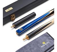 Cue-King PRO Series 001 Stecca da Biliardo, Stecca da Biliardo, Fatta a Mano 57" 19 Once 3/4 snodata con Custodia Stecca Blu con Custodia Rigida Protettiva, Estensione e Asciugamano in Microfibra