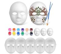 CUEMOON 10 Pezzi Maschere Carnevale da Colorare di Carta Bianca Fai da te in Cartone, Verniciabili per Halloween, Maschera Verniciata della Mascherina della Mascherina