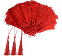 CUEMOON 100 Pezzi Nappe Segnalibro Nappe, 13cm piccoli tessuti per la creazione di gioielli in resina con perline, mini chiavi, Segnalibri, Strumenti Musicali, Biglietti D'invito, Rosso