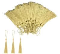 CUEMOON 100 Pezzi Nappe Segnalibro Nappe, 13cm piccoli tessuti per la creazione di gioielli in resina con perline, mini chiavi, Segnalibri, Strumenti Musicali, Biglietti D'invito, Giallo chiaro