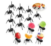 CUEMOON 36 pezzi formiche stuzzicadenti frutta forchetta da dessert per torte snack, dessert con scatola portaoggetti, forchette riutilizzabili per alimenti formiche, antipasti animali, forchette da