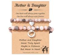 CUEMOON Braccialetto per la mamma e la figlia, Braccialetti per Bambini，Bracciale in pietra naturale rosa, Regalo Maestra Fine Anno Premi di Fine Anno
