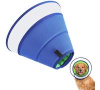 CUEMOON Collare Elisabettiano Cane Morbido, Collare a cono alternativo per cani, cono morbido per cani dopo l'intervento chirurgico, Collare Anti Morso o Leccato,Blu, M