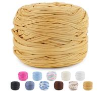 CUEMOON Fettuccia per Borse a Uncinetto, 285g/100m Filati per Borse Uncinetto, Cordoncino per Borse, Cestini, Tappeti, Fai da Te, Decorazioni, Artigianato (color alpaca)