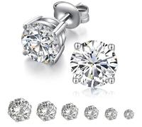 CUEMOON Orecchini Donna Uomo Diamante, Zirconia Cubica, Acciaio Inossidabile, Anallergici, Punti Luce, 3~8 mm Brillantini Diamante Orecchino