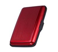 CUEMOON Porta carte di credito in alluminio, ideale come porta carte di credito, custodia per biglietti da visita, custodia NFC e RFID per carte di credito, Colore: rosso, 11*7.5*2cm, Casual
