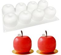 CUEMOON Stampo in silicone 3D a forma di mela, con 8 cavità, per la produzione di bomba di cioccolato, torte, gelatina, mousse a cupola