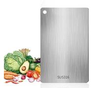 CUEMOON Tagliere in acciaio inox, Tagliere In Acciaio Inox Multifunzione, Doppio Lato per Alimenti, Cutting Board per Carne, Verdura, Frutta, 29 x 20 cm