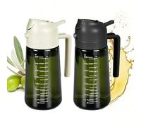 CUESVAP Set 2 in 1 Spruzzatore Olio e Dosatore Olio 470ml in Vetro, 2 Pezzi (Bianco/Nero) con Protezione Luce, Olietta Spray per Olio d’Oliva per Friggitrice ad Aria, Cucina, Insalata e Barbecue
