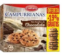 Cuétara Campurrianas Biscotti con Gocce di Cioccolato, Confezione da 350 g + 19% Gratis, Confezione da 3
