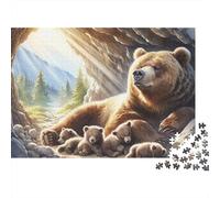 Cueva de la familia del oso Puzzle Fai Da Te 1000 Pezzi Cartone Extra Spesso Per Famiglia, Gioco Divertente Stimolante, Bella Decorazione Murale, Regalo Compleanno Ideale 52x38cm/1000pcs