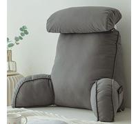 CUEYU Cuscino da Lettura per Riposo a Letto,Cuscino di Supporto dello Schienale con Bracciolo,Cuscini Testata Letto,per Leggere/Rilassarsi/Guardare La TV,Advanced Gray,75×40×50cm