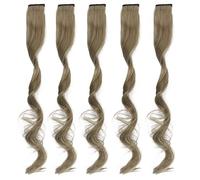 Cufaee 5pcs evidenzia l'estensione dei capelli, il capelli per capelli sintetici ad alta temperatura con clip, clip color riccio lungo in capelli per feste (Aoki Ash)