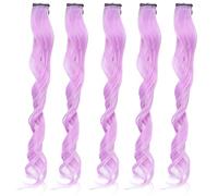 Cufaee 5pcs evidenzia l'estensione dei capelli, il capelli per capelli sintetici ad alta temperatura con clip, clip color riccio lungo in capelli per feste (Viola)