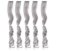 Cufaee 5pcs evidenzia l'estensione dei capelli, il capelli per capelli sintetici ad alta temperatura con clip, clip color riccio lungo in capelli per feste (Ash da tè bianco)