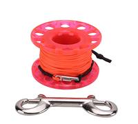 Cufaee Finger Reel 30m Orange Line, Spinning Spool Finger Reel with Stainless Steel Clip, Scuba Diving Reel for Underwater Cave Wreck (Red Wheel)