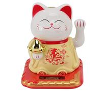 Cufaee Lucky Waving Cat, Plastic Light Induction Fortune Cat, Ornament di gatto di benvenuto cinese per le auto da casa uso (Blu) (Rosso) (Giallo)