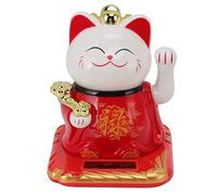 Cufaee Lucky Waving Cat, Plastic Light Induction Fortune Cat, Ornament di gatto di benvenuto cinese per le auto da casa uso (Blu) (Rosso)
