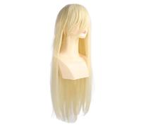 Cufaee Lunga parrucca bion, soffice parrucca cosplay in oro pallido con frangia, morbidi capelli lunghi dritti per cosplay costume di Halloween