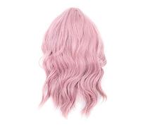 Cufaee Parrucche ondulate ricci, parrucche sintetiche bob pastello rosa corti, costume cosplay capelli finti per donne