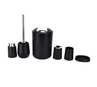 Cufaee Set di accessori da bagno da 6 pezzi, tra cui tazza per spazzolino da denti, tazza per collutorio, portasapone, dispenser per sapone, pattumiera, set di scopini per WC (Nero)