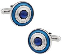 Cuff-Daddy Cuff-Daddy - Gemelli rotondi in smalto concentrico, confezione regalo, colore: Blu
