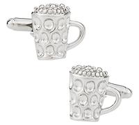 Cuff-Daddy Gemelli a forma di boccale di birra con confezione regalo | Gemelli classici a forma di brocca, regalo divertente per lo sposo per il giorno del matrimonio, con scatola da viaggio, Metallo