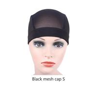 Cuffia a cupola in rete for rendere più facili le parrucche, da cucire sui capelli, elastica, in nylon traspirante(Black Mesh cap S)