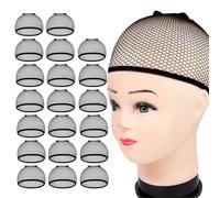 Cuffia a rete per capelli, Cappucci for parrucca elastici neri Retine for capelli 3/5/8/10/20 pezzi for cosplay(20pcs-black cap)