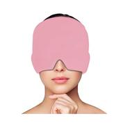 Cuffia antiemicrania, impacco di ghiaccio in gel for la testa, terapia caldo e freddo, mal di testa occhi gonfi, maschera antistress for alleviare la tensione e lo stress(Pink)