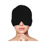 Cuffia antiemicrania, impacco di ghiaccio in gel for la testa, terapia caldo e freddo, mal di testa occhi gonfi, maschera antistress for alleviare la tensione e lo stress(Black)