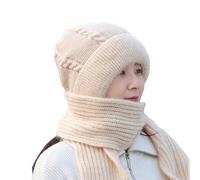 Cuffia antivento integrata per l'orecchio sciarpa lavorata a maglia spessa calda protezione dell'orecchio cappello con cappuccio sciarpa da donna invernale lavorato a maglia cappello scaldacollo