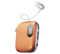 Cuffia Bluetooth retrattile con clip, auricolare stereo V6.0 con doppia cancellazione del rumore, display a LED, tempo di conversazione 90 ore, vivavoce per sport, lavoro, guida (arancione)