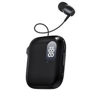 Cuffia Bluetooth retrattile con clip, auricolare stereo V6.0 con doppia cancellazione del rumore, display a LED, tempo di conversazione 90 ore, auricolare Lavalier vivavoce per sport, lavoro, guida
