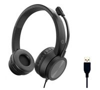 CUFFIA C/MICROFONO USB BK CANC.RUMORE CONTR.REMOTO CAVO 2MT