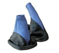 Cuffia cambio e Freno a mano compatibile con Opel Corsa C 2000-2006 - nero blu - vera pelle - leva cambio manuale - (A104-5)