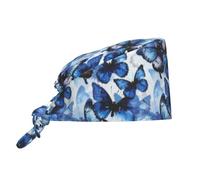 Cuffia Chirurgica Abstract Blue Butterfly Print Cuffie Sala Operatoria Riutilizzabile Cuffia Sanitaria Traspirante Cappello Medico per Ospedale Sala Operatoria Farmacisti